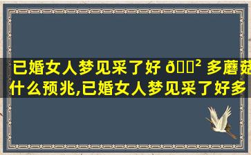 已婚女人梦见采了好 🌲 多蘑菇什么预兆,已婚女人梦见采了好多蘑菇什么预兆解梦